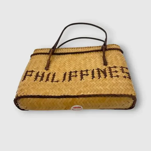 Vintage Handwoven Philippines Souvenir Straw Tote Handbag - Picture 3 of 7